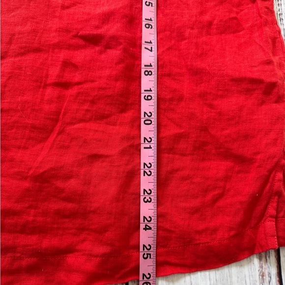 Sigrid Olsen Linen Shirt Womens Small Orange Boho Peasant Embroidered V Neck Top - Picture 4 of 6